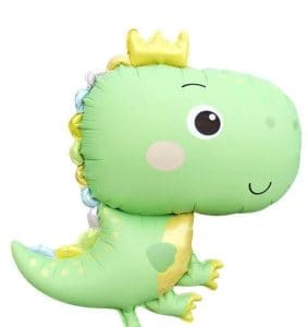 Colorful dinosaur foil balloon for kids' parties from Dazzling Balloons Cornwall.