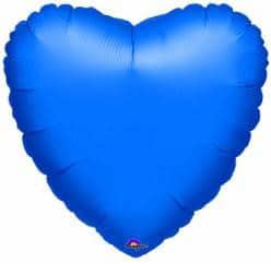 18" Heart Shaped Metallic Blue Foil Balloon