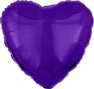 18" Heart Shaped Metallic Purple Foil Balloon