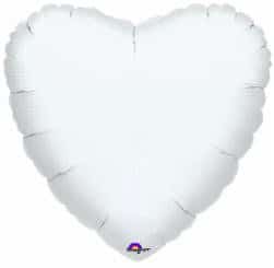 18" White Metallic Heart Shape Foil Balloon