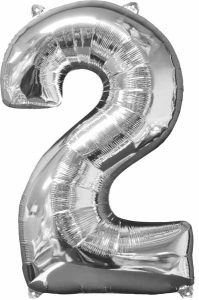 Number 2 Balloon in Silver