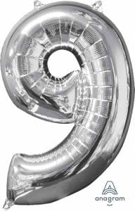 Number 9 Balloon in Silver