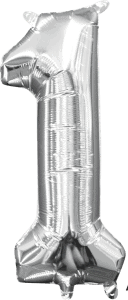 16" Air-Filled No. 1 Shape Foil Balloon Decoration Silver