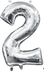 16" Air-Filled No. 2 Shape Foil Balloon Decoration Silver