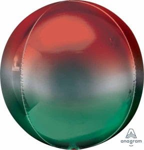 Red and green ombre 16-inch foil balloon for celebrations.