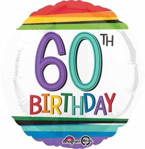 happy 60th Birthday Balloon Rainbow