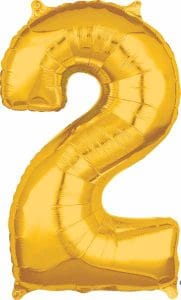 Number 2 Balloon in Gold