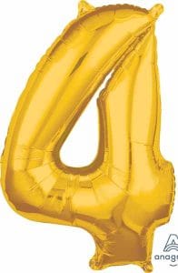Number 4 Balloon in Gold