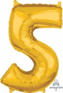Number 5 Balloon in Gold