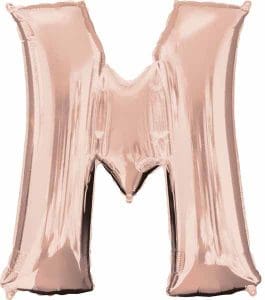 16" Air-Filled Letter M Shape Foil Balloon Rose Gold