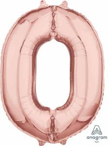 Number 0 Balloon in Rose Gold