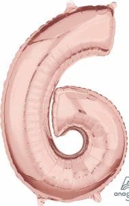 Number 6 Balloon in Rose Gold
