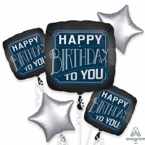 Anagram Happy Birthday Balloon Bouquet Arrangement 5 Foil Balloons Party Decor