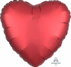 18" heart shape sangria red satin luxe shimmering matte