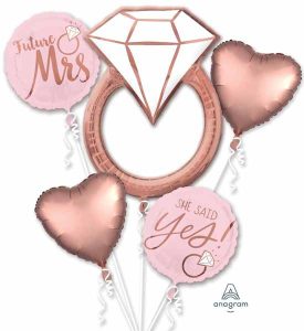 Anagram Blush Pink Bridal Wedding Ring 5 Foil Balloons Bouquet Party Decor