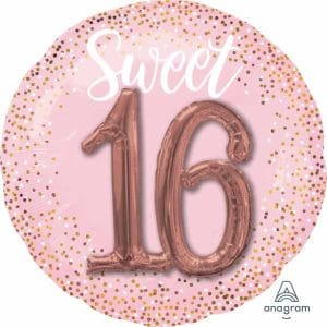 Jumbo 3D Effect Sweet 16 Blush Pink Foil Balloon