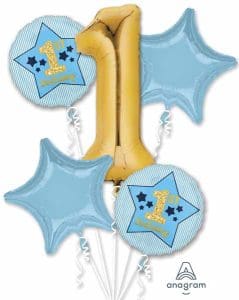 Happy First Birthday in Blue for Boys Balloons