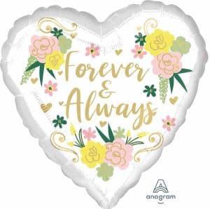 Heart Shaped Forever and Always foil balloon