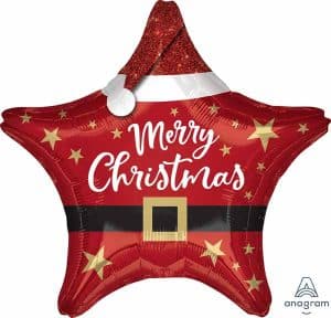 Merry Christmas Star Shaped Foil Balloon