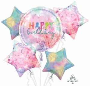 Anagram Girlchella Pastel Happy Birthday 5 Foil Balloons Bouquet Party Decor