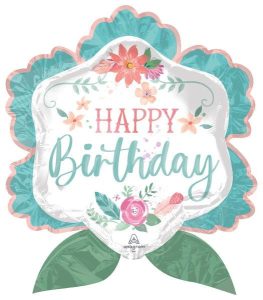 Free Spirit Floral Happy Birthday Supershape Foil Balloon