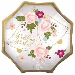 Flowers & Bells Gold Supershape Foil Balloon Wedding