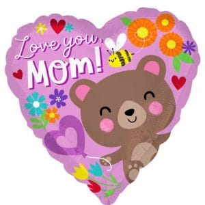 18" Love You Mom Heart Shaped Foil Balloon