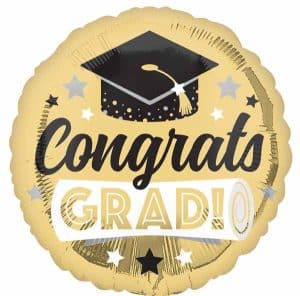 Anagram 18" Congrats Grad Shiny Gold Graduation Foil Balloon Graduate