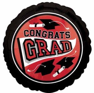 red black congrats grad foil balloon