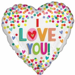 I Love You Dots Heart Shape Helium Balloon