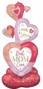 Best mom Ever Stacked Hearts Air-Fill Foil Balloon Display