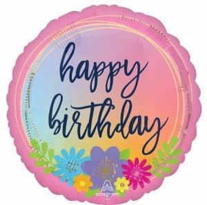 Happy Birthday Bouquet of Flowers Print Foil Balloon