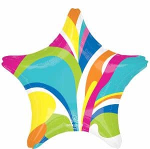 Vibrant Multi Colors Macro Marble Star Shaped Foil Balloon