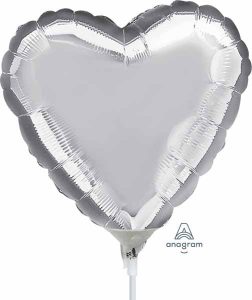 4" Mini Heart Shaped Silver Foil Balloon