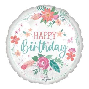 Anagram Free Spirit Floral Happy Birthday 18" Foil Balloon