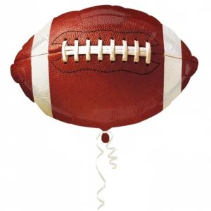 Football-shaped balloon for sports celebrations and parties.