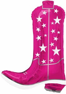 pink cowboy boot shaped foil balloon