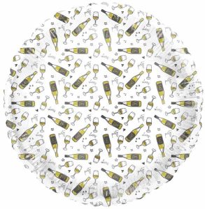 All over print wine bottles and wine glasses round foil balloon