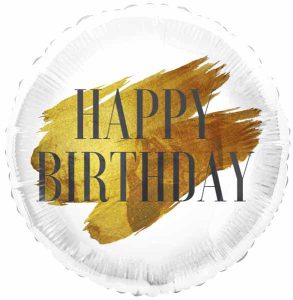 24K Happy Birthday Gold & White Foil Balloon