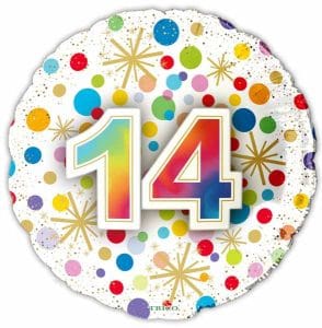 14th Happy Birthday Confetti Print Foil Balloon