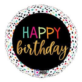 Happy Birthday Dots & Gold Balloon