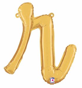 14" Air-Filled Letter r Shape Foil Balloon Gold