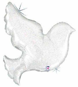 Pearl White Dove Holographic Balloon