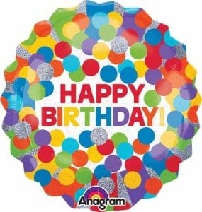 28" Holographic Polka Dotted Birthday Foil Balloon