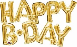 Air-Filled Birthday Decoration Gold Happy B-Day