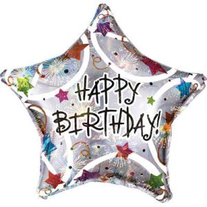 Happy Birthday Star Shaped Holographic