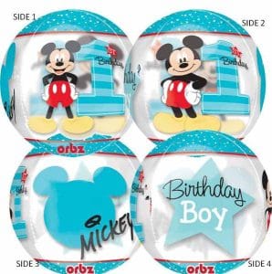 See-Thru Mickey Mouse Orbz 1st B-Day Balloon