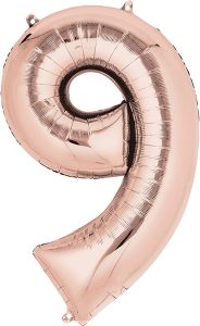 Number 9 Balloon in Rose Gold