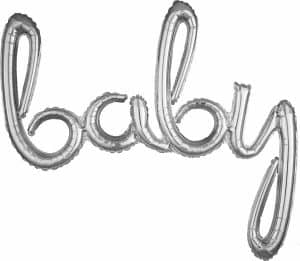 Silver Baby Script Letters Word Balloon