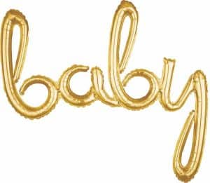 Gold Baby Script Letters Word Balloon